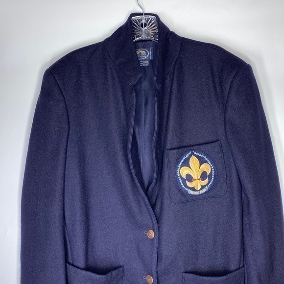 Vintage British Khaki By Robert Lighton Navy Blue Wool Blazer Jacket Size Small - Picture 2 of 9